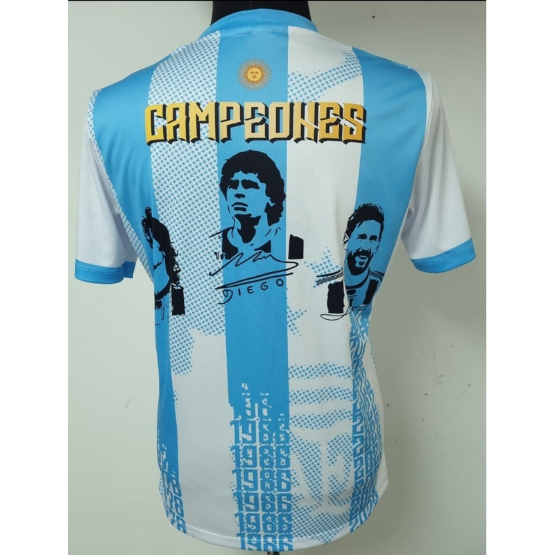 Camiseta Fantasia Argentina Campeon, Kempes, Maradona, Messi